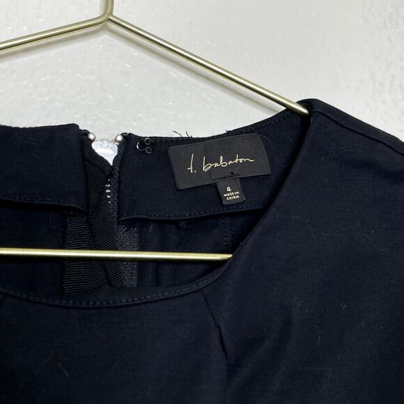 Aritzia T. Babaton Top Size 4 Black Peplum Zip Back Career Office Modern Classic - Picture 4 of 10